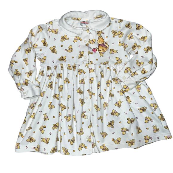 Vintage Disney Classic Winnie the pooh embroidered button up cotton dress 4/5 - Picture 1 of 7